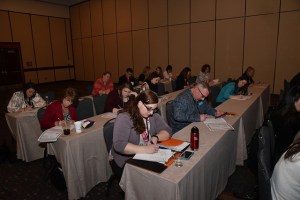 Sara taking notes during a session at the 2016 Agri-Marketing Conference (photo courtesy of ZimmComm)